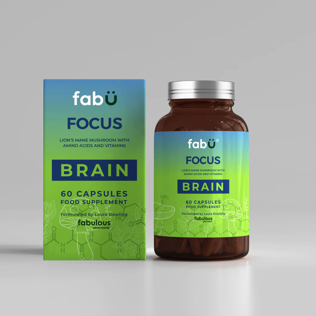 FabÜ FOCUS BRAIN - Nootropic Supplement for Memory & Concentration - Boost Cognitive Performance for Work, Study & Gaming