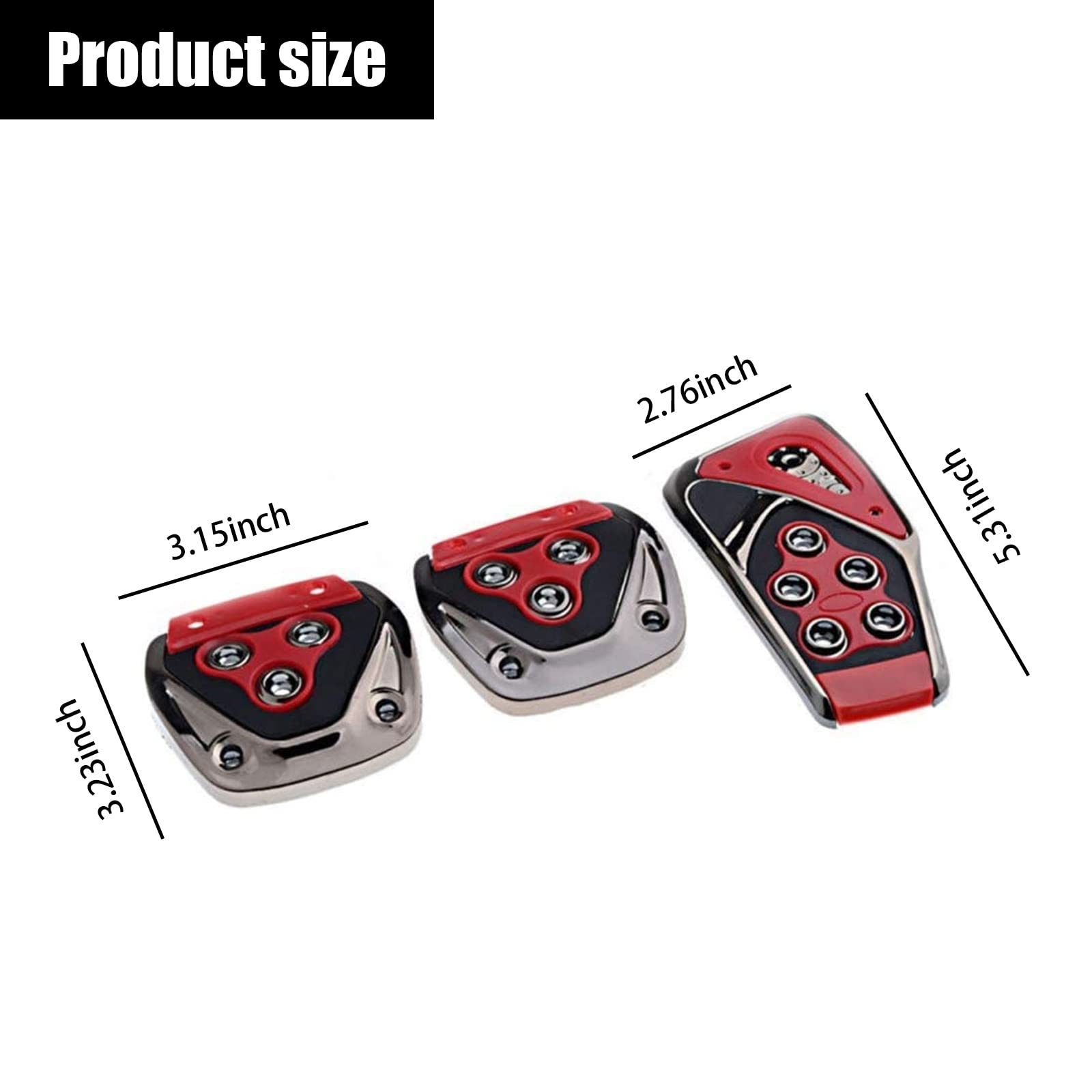 3 PCS Universal Non-Slip Racing Pedal Covers Set - Accelerator, Brake & Clutch Pedal Pads for Sport Cars - Durable Car Interior Accessories (Red) - Perfect for Performance Driving & Car Customization