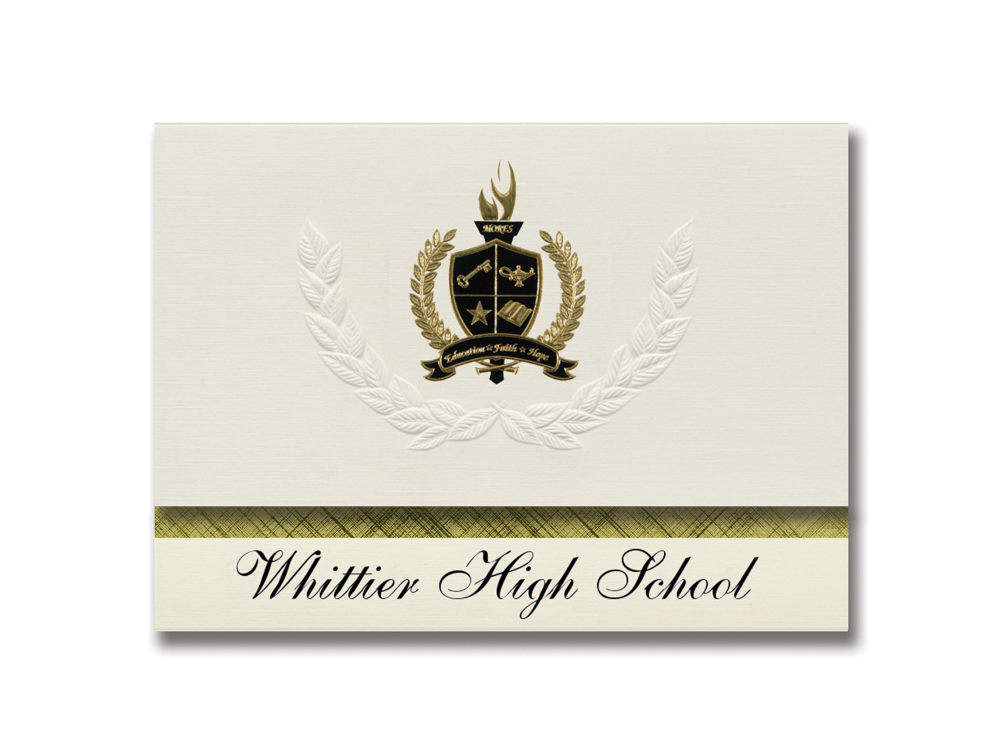 Whittier High School Graduation Announcements - Premium Presidential Style with Gold & Black Metallic Foil Seal (Pack of 25) | Perfect for Graduation Ceremonies, Senior Photos & Keepsake Memories