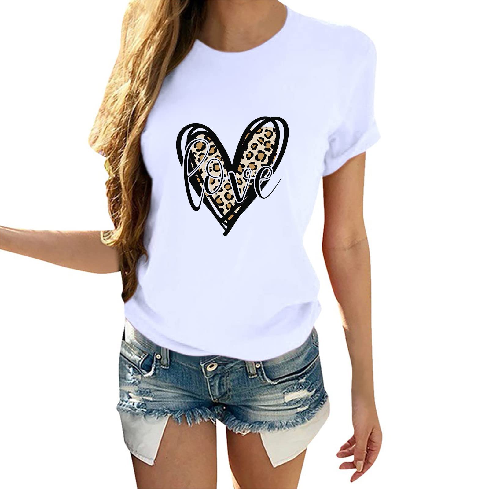 Valentine's Day Couples T-Shirts for Women - Romantic Heart Tie-Dye Print Short Sleeve Tops | Perfect Wedding Anniversary Gift for Her | Great for Date Nights & Romantic Getaways