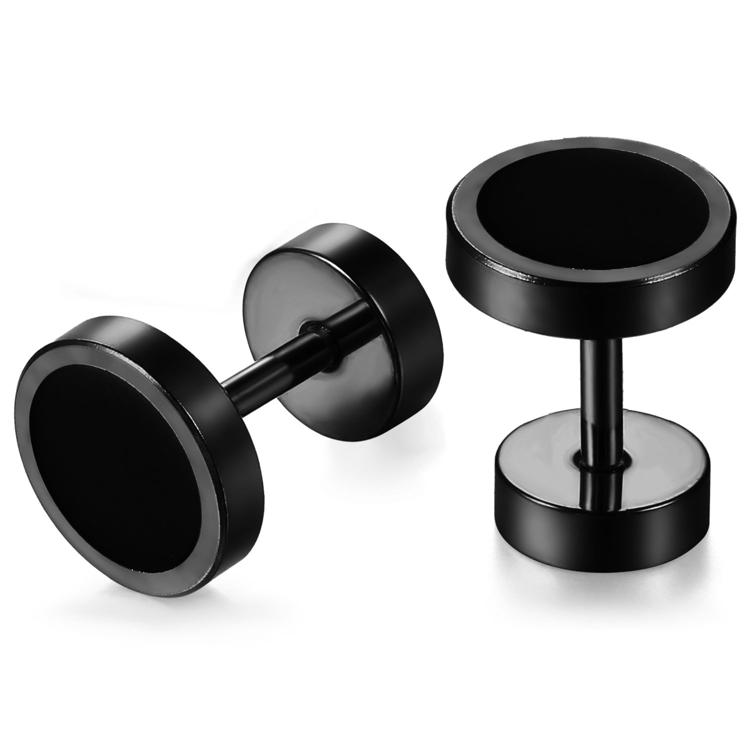 Aroncent 8MM Stainless Steel Fake Gauge Stud Earrings for Men & Women - Rose Gold Plated Fake Earrings for Everyday Wear, Parties & Gifts