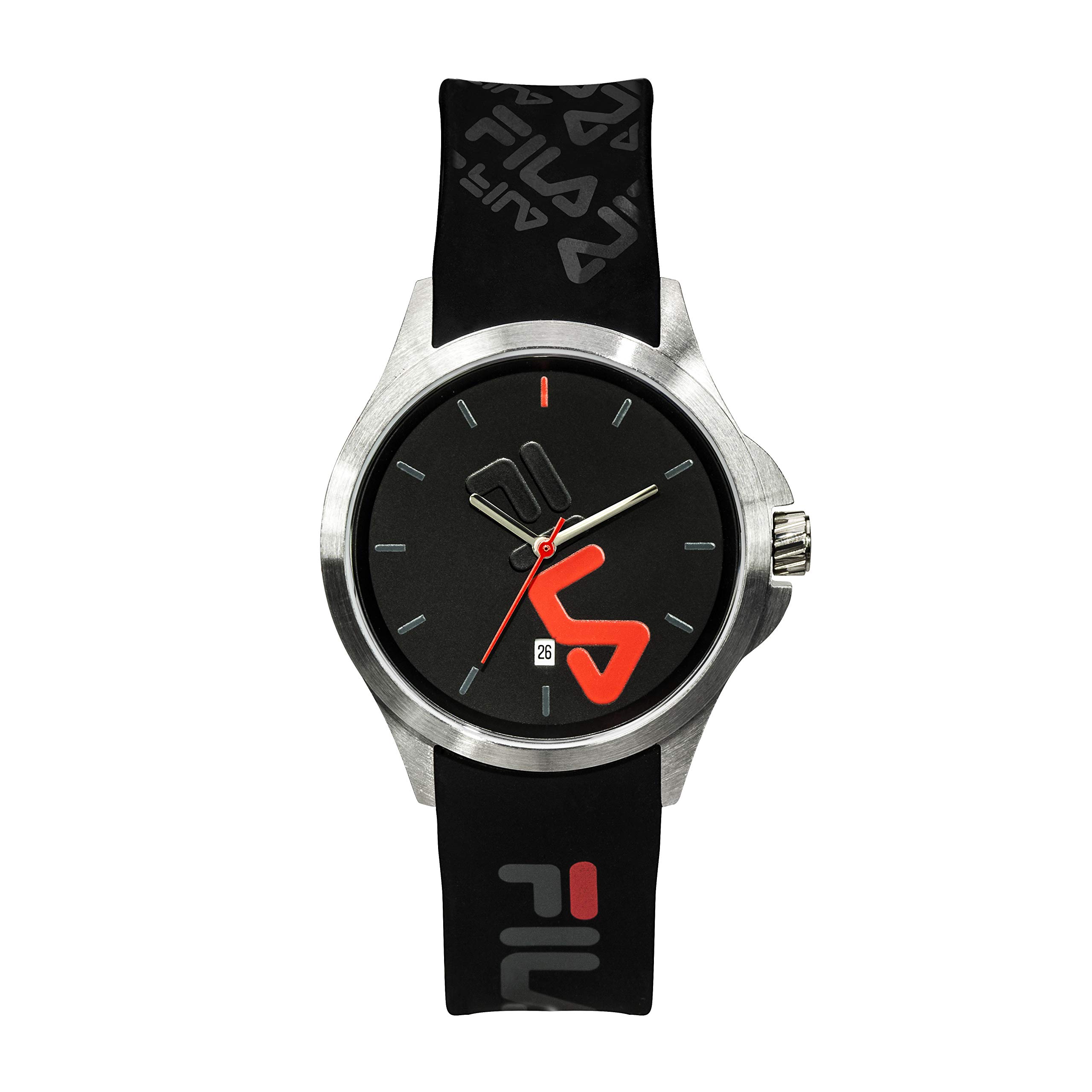 FILA Unisex Analog Watch - Black & Red for Running & Sports