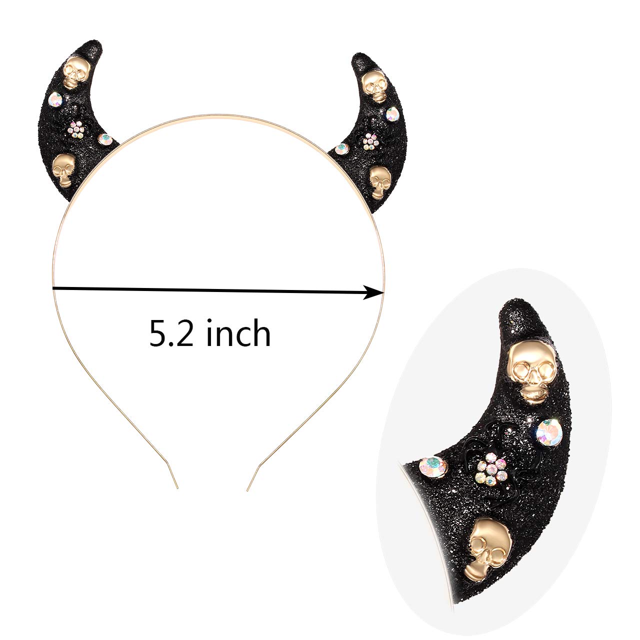 Glitter Devil Horns Headbands for Women & Girls - Halloween Party Hair Accessories, Cosplay Devil Ears Hair Hoop, Festival Fancy Dress Headpiece - Perfect for Halloween Costumes, Cosplay Events & Themed Parties