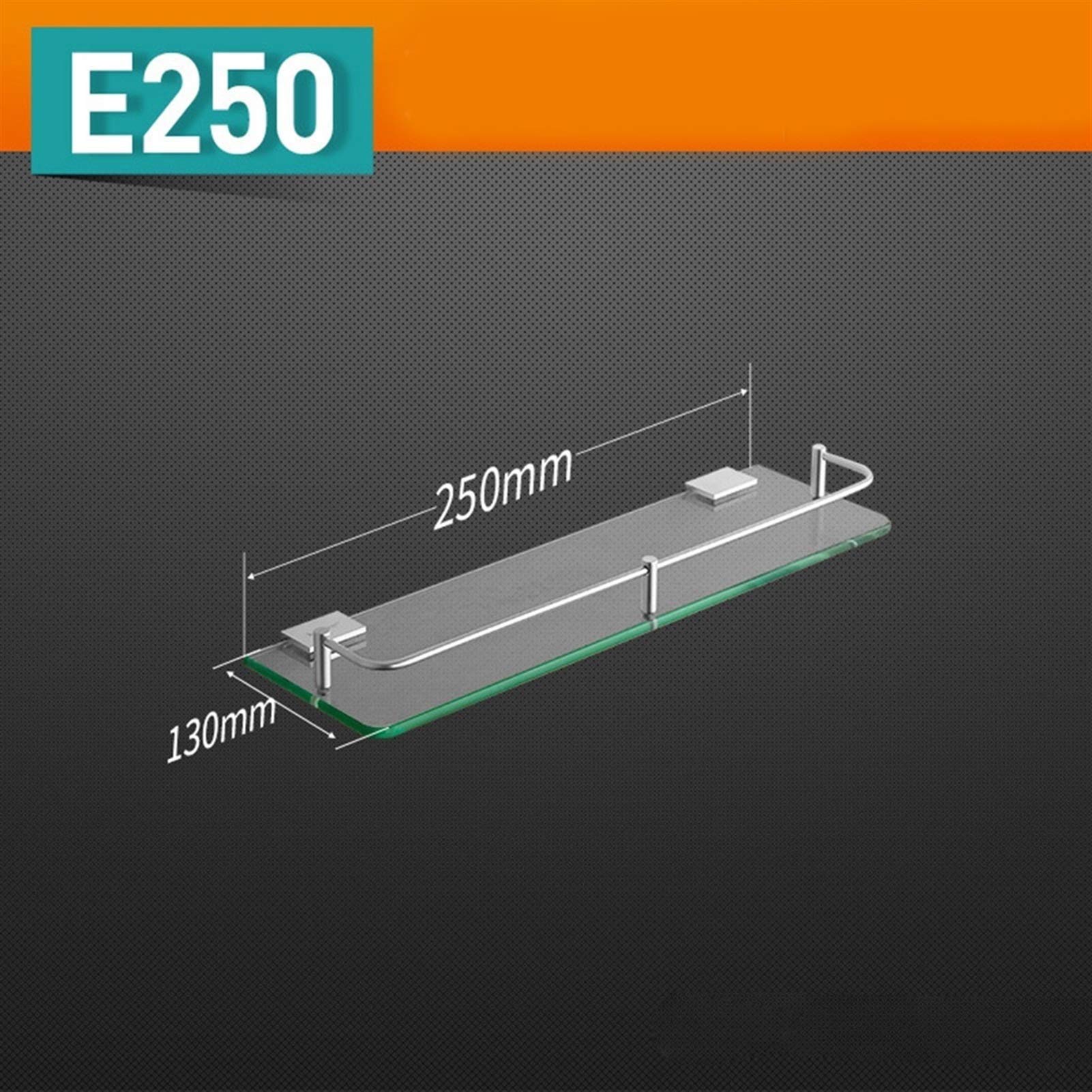Floating Glass Shelves for Shower - Wall Mounted Bathroom Storage Organizer with Aluminum Brackets - Easy to Install Hanging Shelf (35cm) - Perfect for Shampoo, Soap & Towel Storage in Bathroom