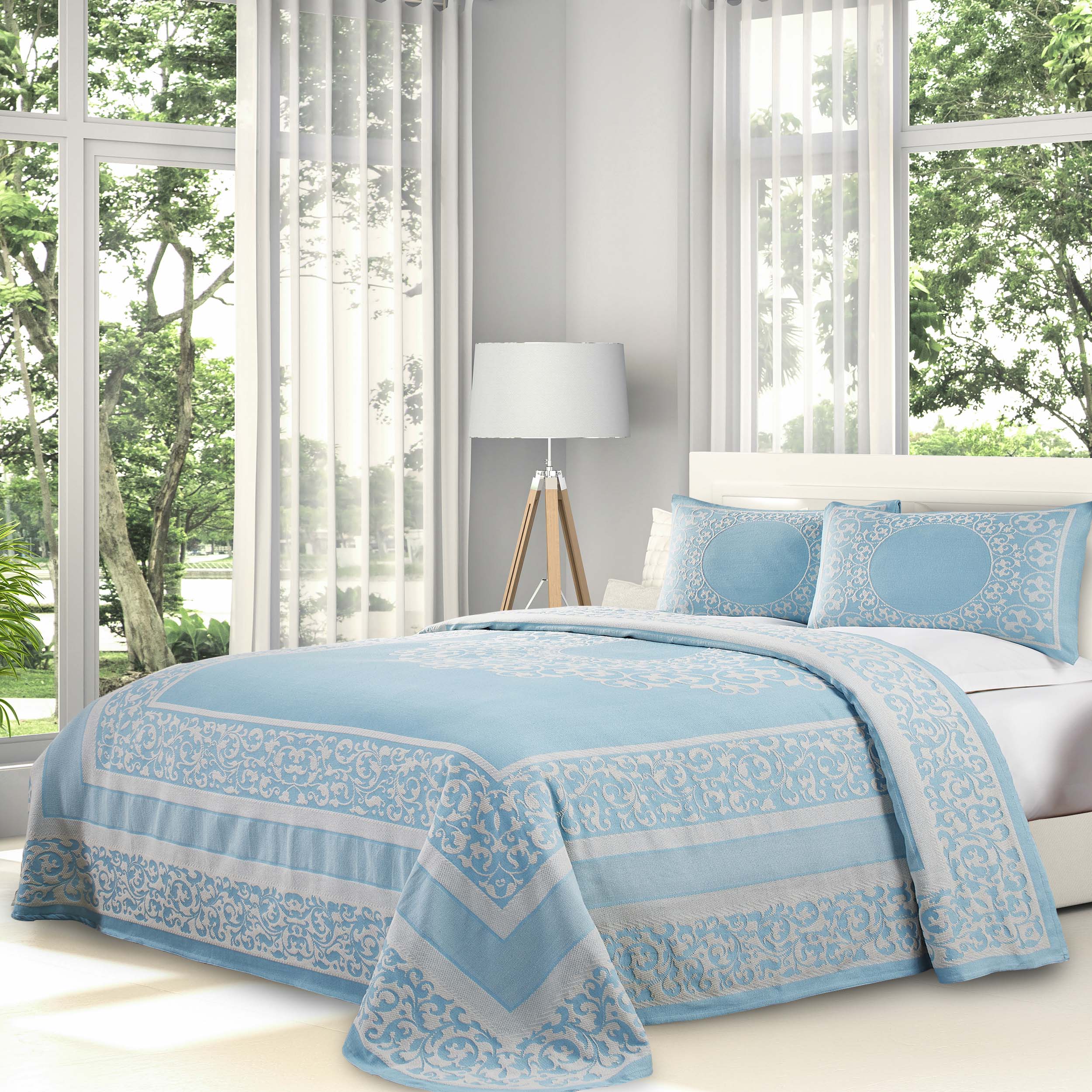 Boho Mandala Cotton Blend Woven Jacquard Bedspread Set - Queen Size, Soft & Breathable, Ethnic Home Decor for Bedroom, Living Room, Dorm or Yoga Studio