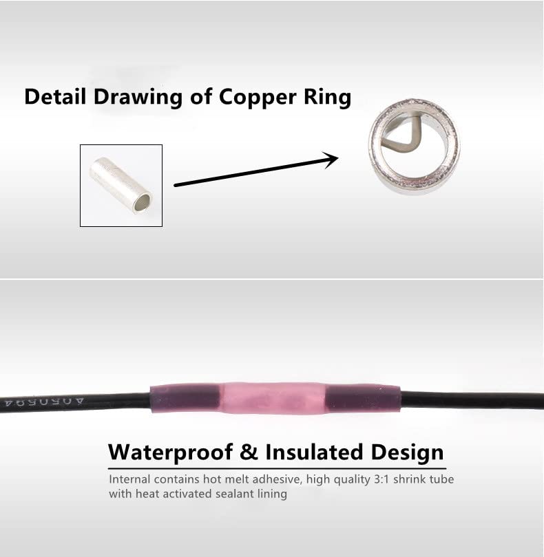 128PCS Heat Shrink Butt Wire Connectors Kit - Waterproof Insulated Crimp Terminals for Marine, Automotive & Truck Electrical Wiring | Secure Wire Joints for Boats, Cars & Heavy Equipment