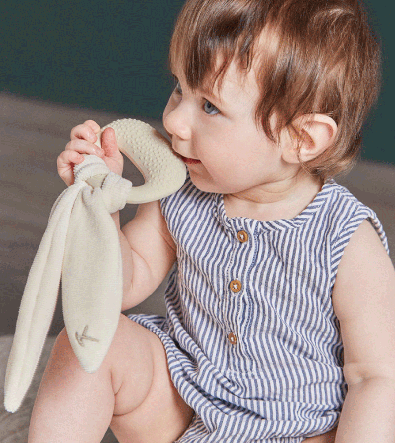 Kaloo Cream Rabbit Teether - Soft & Safe Baby Teething Toy for Soothing Sore Gums | Perfect for Infants & Toddlers | Home, Travel & Daycare Use