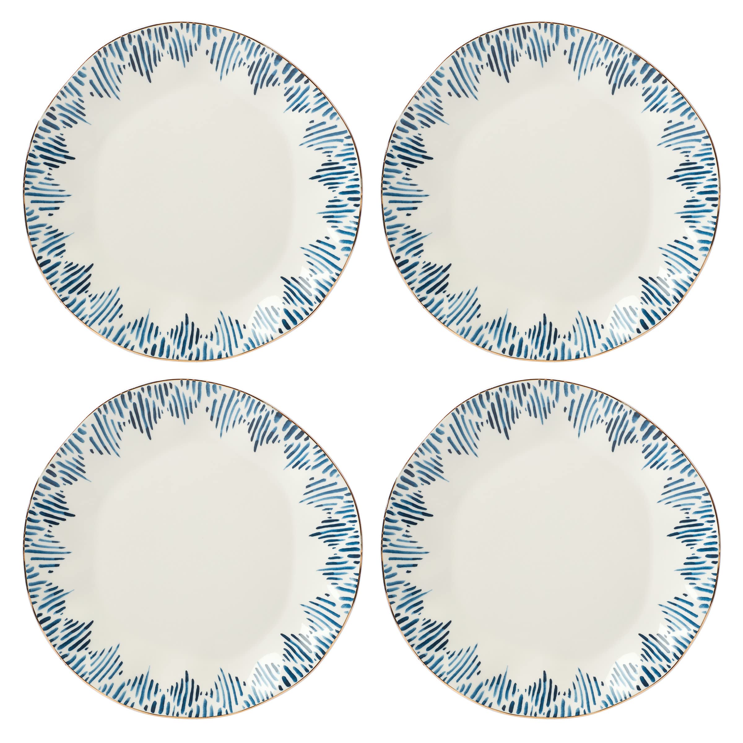 Lenox Blue Bay 4-Piece Dinner Plate Set - Elegant White Porcelain Plates (6.45 LB) - Perfect for Fine Dining, Dinner Parties & Holiday Gatherings
