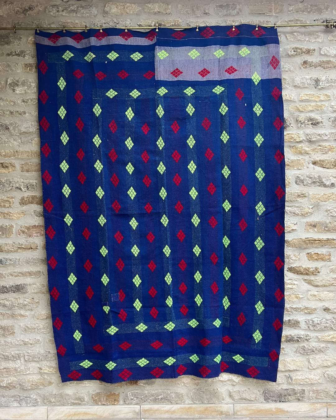 Midweight Kantha Quilt No. 722 - Handmade Cotton Throw Blanket for Bed, Sofa & Travel - Cozy Boho Home Decor Gift
