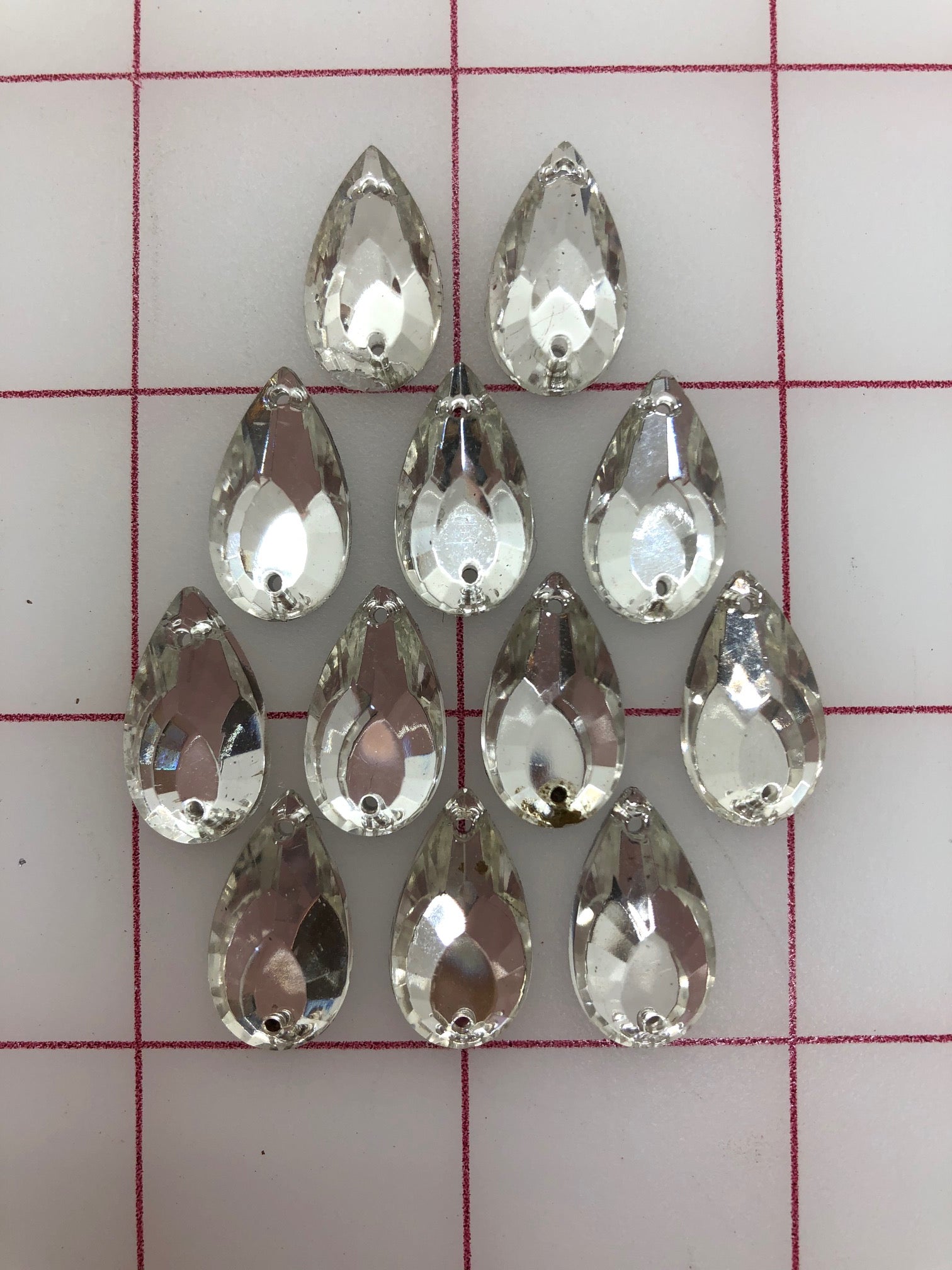 12 Pack 20x11mm Czech Crystal Pear Shape Rhinestones for Sewing - Perfect for DIY Costumes, Wedding Dresses, and Handmade Crafts
