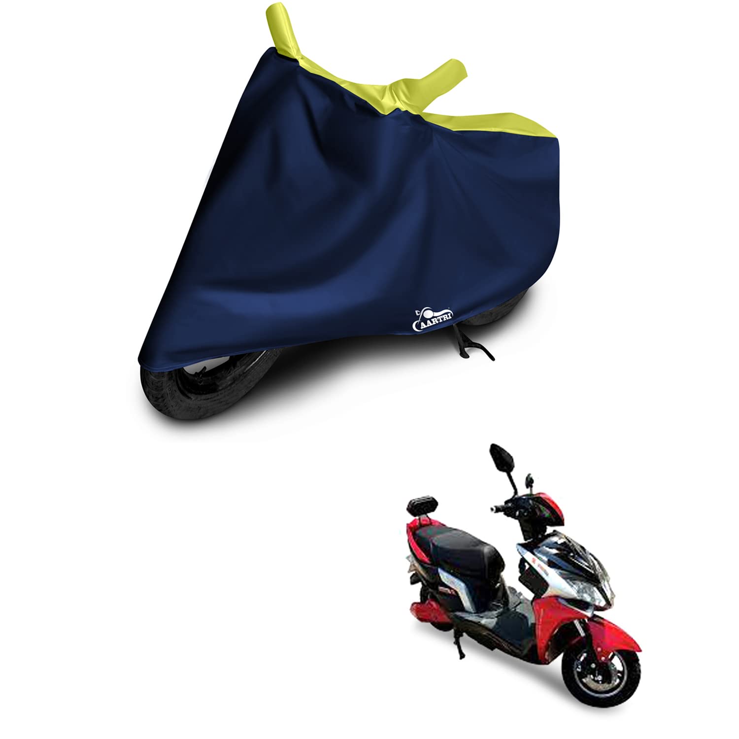 Komaki X2 Vogue 2022 Motorcycle Body Cover (BS-2,3,4,6) - Premium UV Protection & Dustproof Bike Cover in Striped Yellow | Perfect for Outdoor Parking & Long-Term Storage