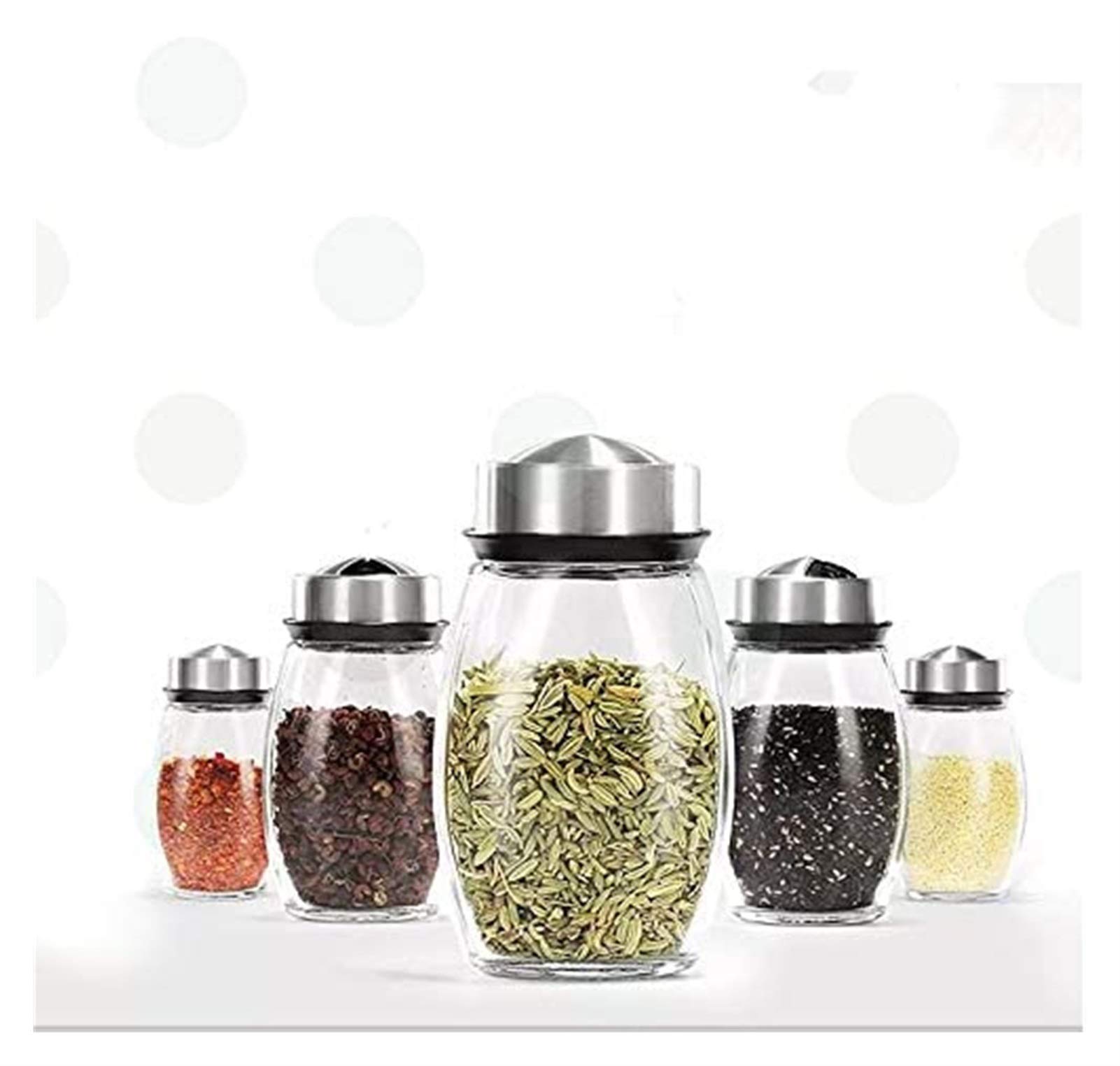 6-Jar Revolving Spice Rack Organizer - 360° Spinning Countertop Herb & Spice Storage with 6 Glass Jars (Spices Not Included) - Perfect for Kitchen, Pantry & Cooking Organization