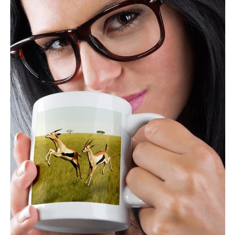 3dRose Thomson's Gazelle Ceramic Coffee Mug - 11 oz Insulated Travel Cup for Hot & Cold Drinks - Perfect for Home, Office, Camping & Gifts