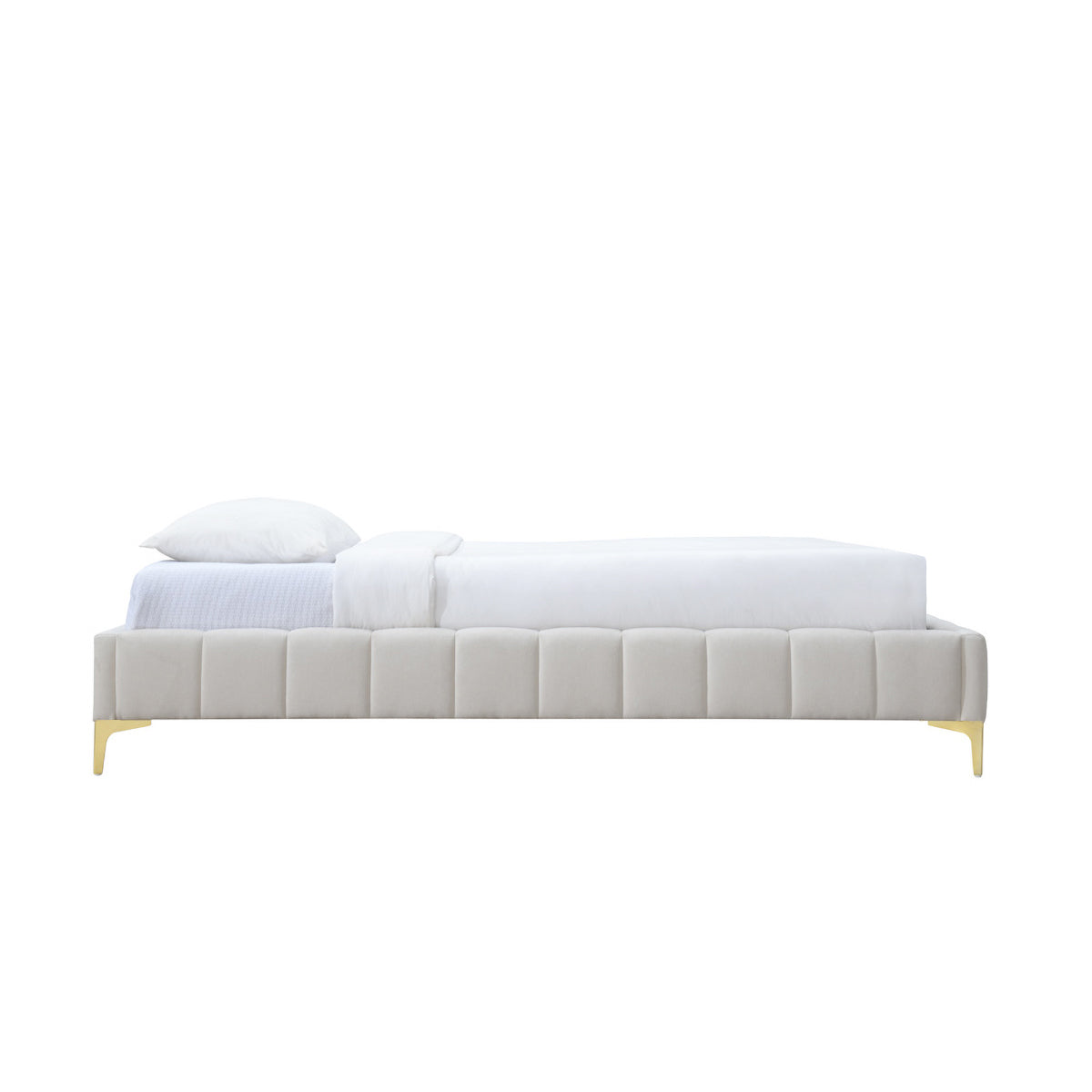 Georgia Fabric King Single Bed Frame - Sturdy & Stylish Platform Bed with Wooden Slats for Home, Bedroom, Guest Room, Dorm - Easy Assembly & Modern Design