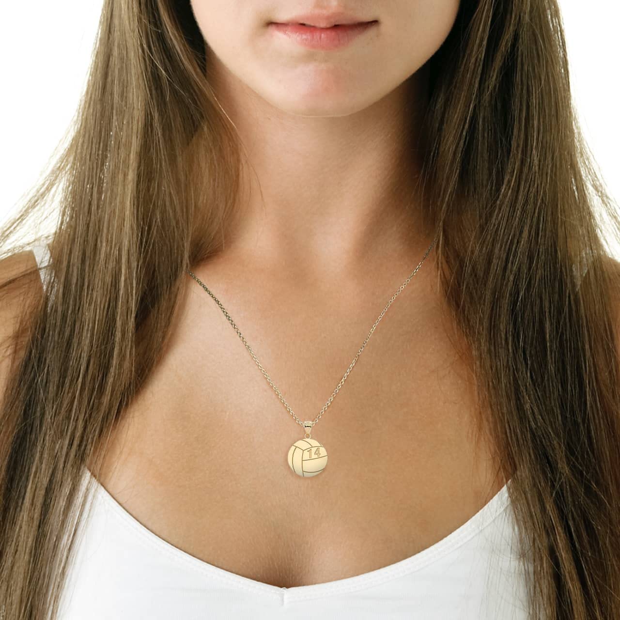 10k Yellow Gold Personalized Beach Volleyball Necklace - Custom Name & Number Engraved - Sports Jewelry Gift for Athletes, Volleyball Players, Coaches - Perfect for Games, Tournaments & Beach Sports