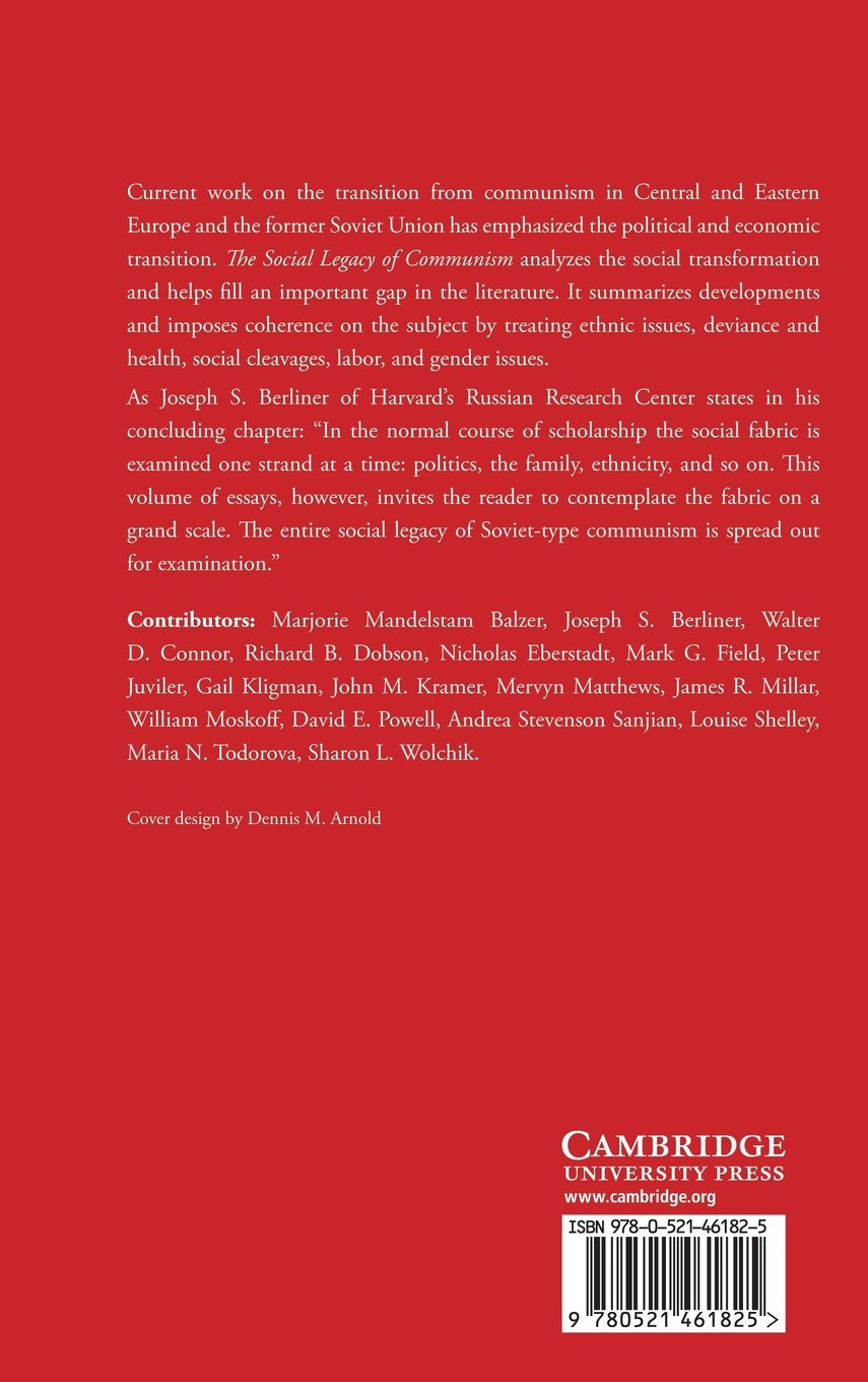 The Social Legacy of Communism - Woodrow Wilson Center Press Book | Historical Analysis of Communist Impact on Society | Perfect for Political Science Students & Researchers