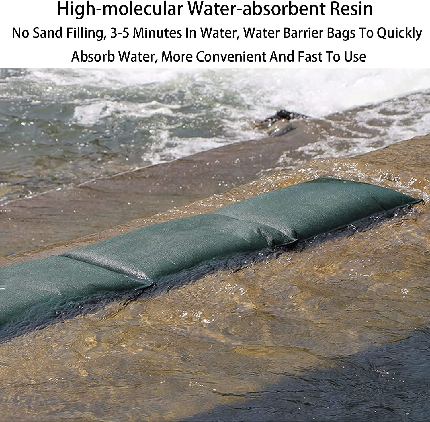 MBROS 10Pcs Reusable Flood Barrier Sand Bags - Heavy Duty Thickened Canvas Water Absorbent Sandless Bags (25x50cm) for Rainwater Control, Garage Protection & Emergency Flood Prevention - Perfect for Home, Business & Storm Preparedness