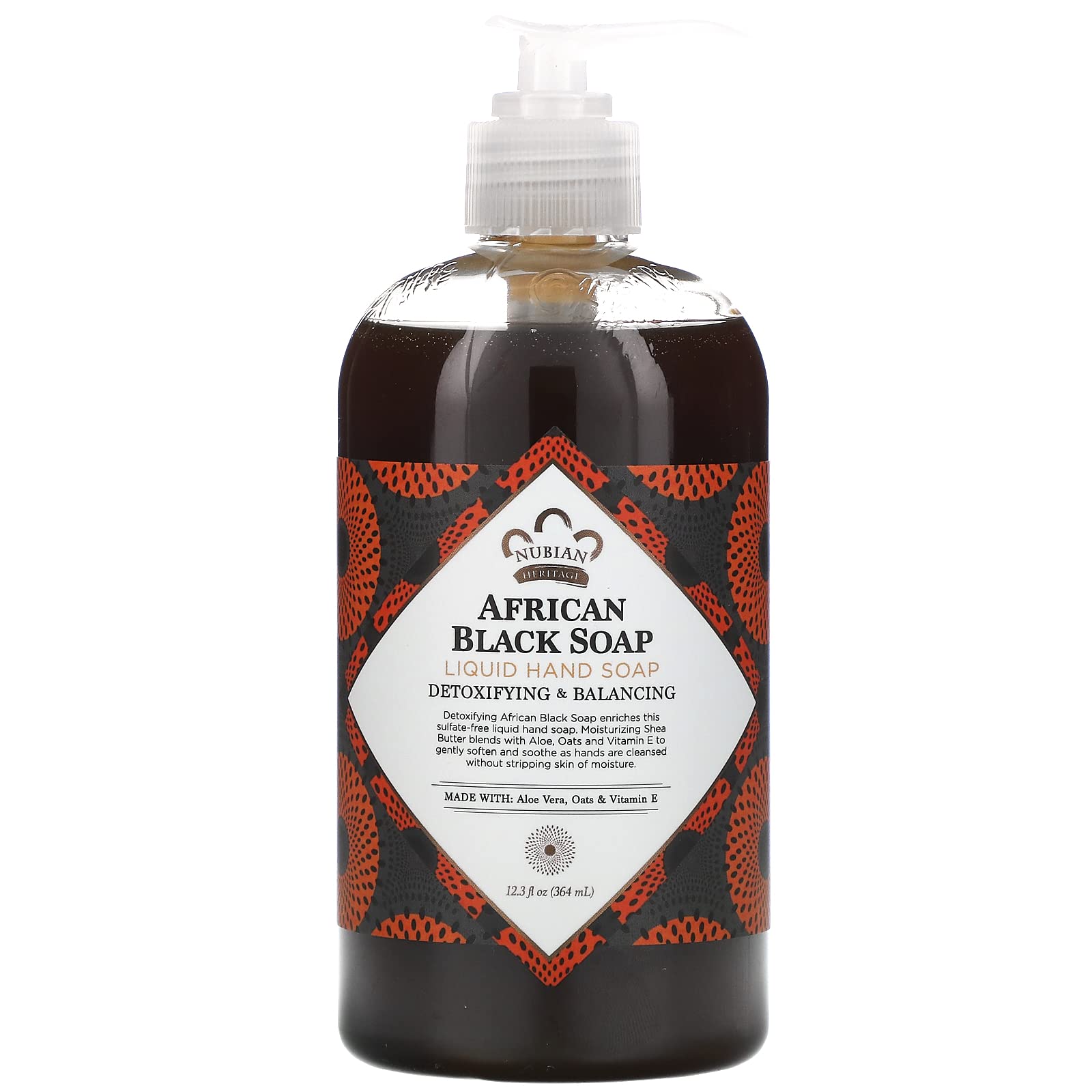 NUBIAN HERITAGE African Black Soap Liquid Hand Wash, 12 Fl Oz - Natural & Moisturizing for Dry Skin | Perfect for Home, Kitchen & Bathroom Use