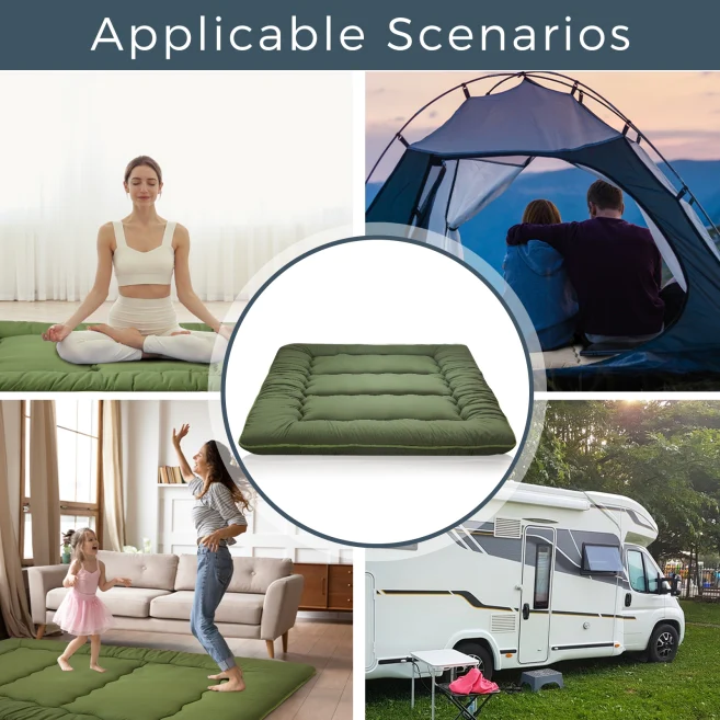 MAXYOYO Japanese Futon Mattress - Foldable Green Tatami Floor Mattress for Home, Travel & Guest Bedding | Portable Floor Sleeping Pad for Small Spaces, Camping & Yoga