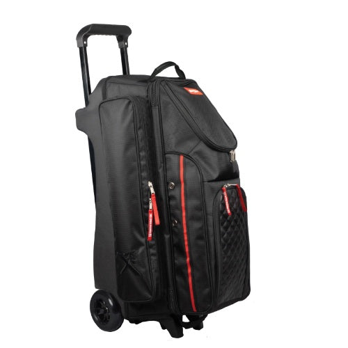 KR Strikeforce Diamond Black Triple Roller Premium Bowling Bag - Durable & Spacious for Bowling Balls, Shoes & Accessories - Perfect for League Play & Tournaments