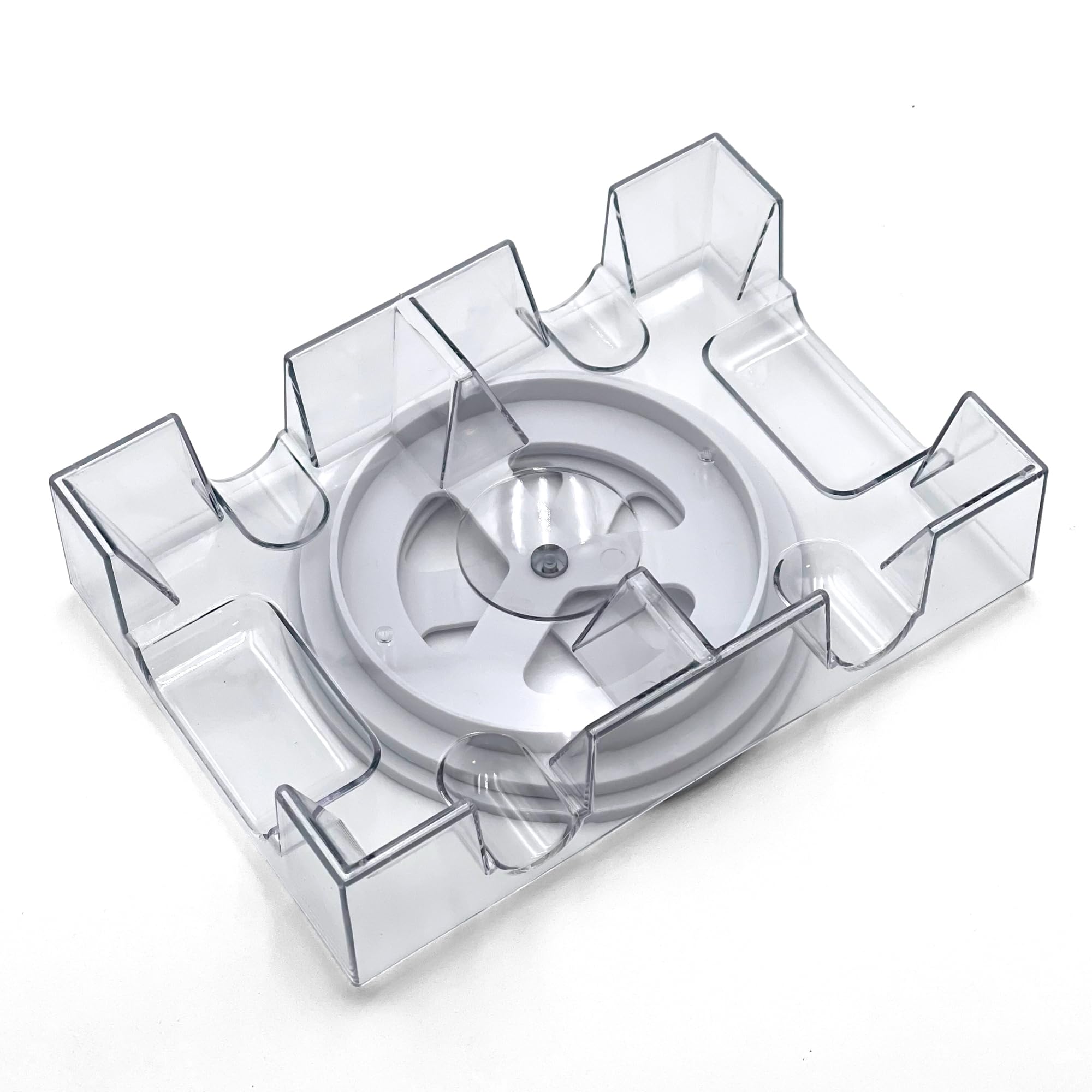 360° Rotating Dual Deck Poker Card Holder - Acrylic Clear Playing Card Tray for Casino, Canasta & Card Games - Perfect for Poker Nights & Game Gatherings