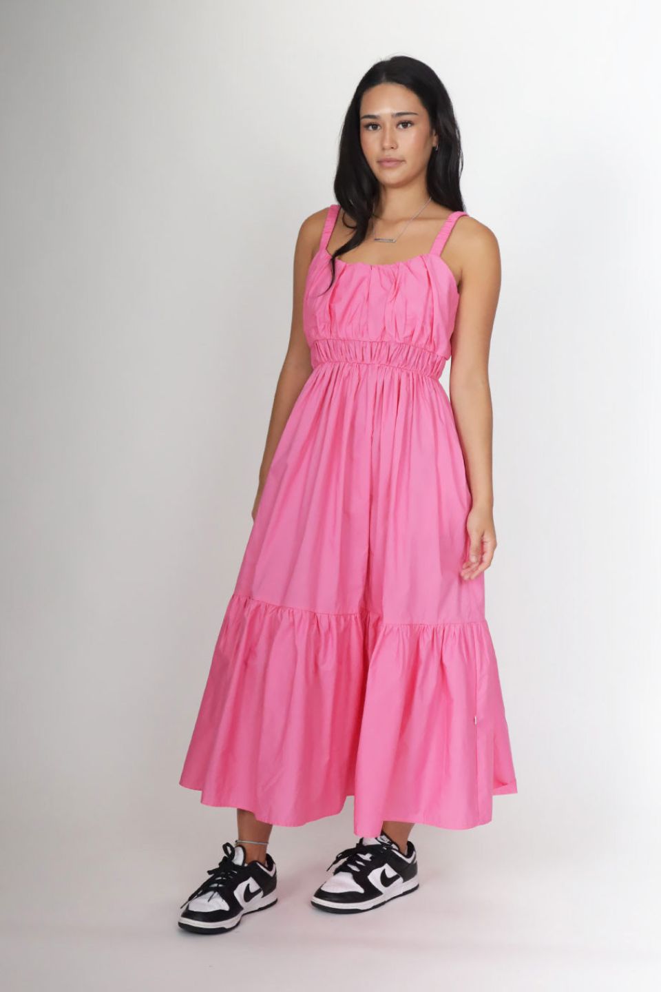 Belle Lolly Pink Tiered Maxi Dress for Women - Flowy Summer Beach Dress with Ruffles, Boho Chic Long Dress for Vacation, Party, and Casual Wear