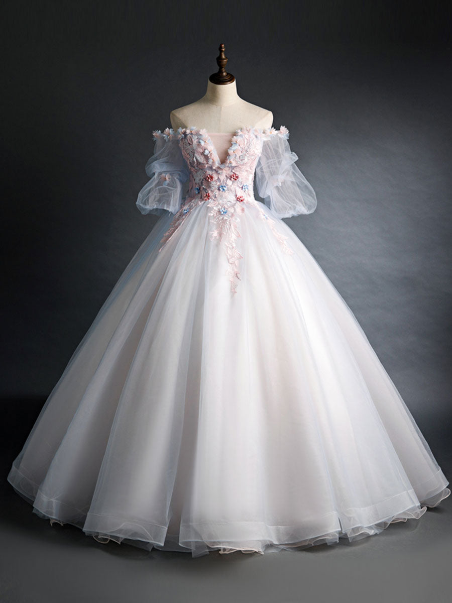 Elegant Pink Tulle Lace Applique Long Prom Dress for Sweet 16 Party, Formal Evening Gown, Homecoming Ball Gown - Perfect for Prom Night, Quinceañera, Wedding Guest & Special Occasions