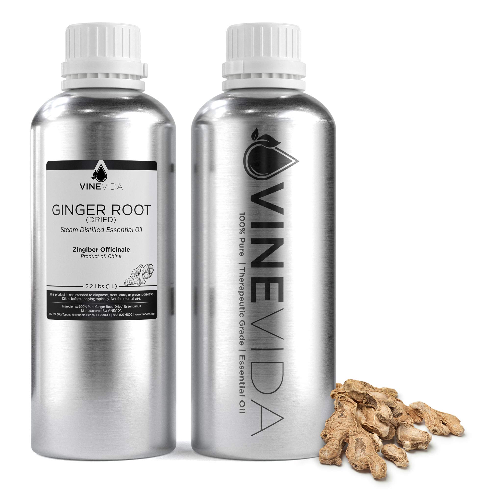 Premium Bulk Ginger Root Essential Oil – 100% Pure & Undiluted Dried Ginger Oil (32oz/2lbs) in Aluminum Bottle for DIY Soaps, Candles, Aromatherapy & Massage Blends – VINEVIDA