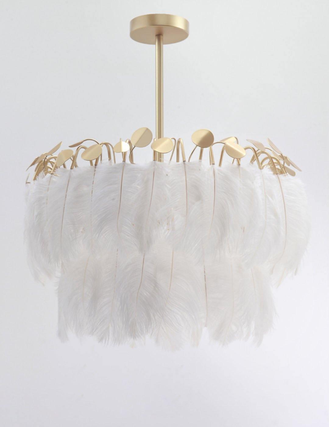 Feather Pendant Lamp - Handmade Bohemian Style Ceiling Light Fixture for Living Room, Bedroom, Dining Room & Kitchen Decor