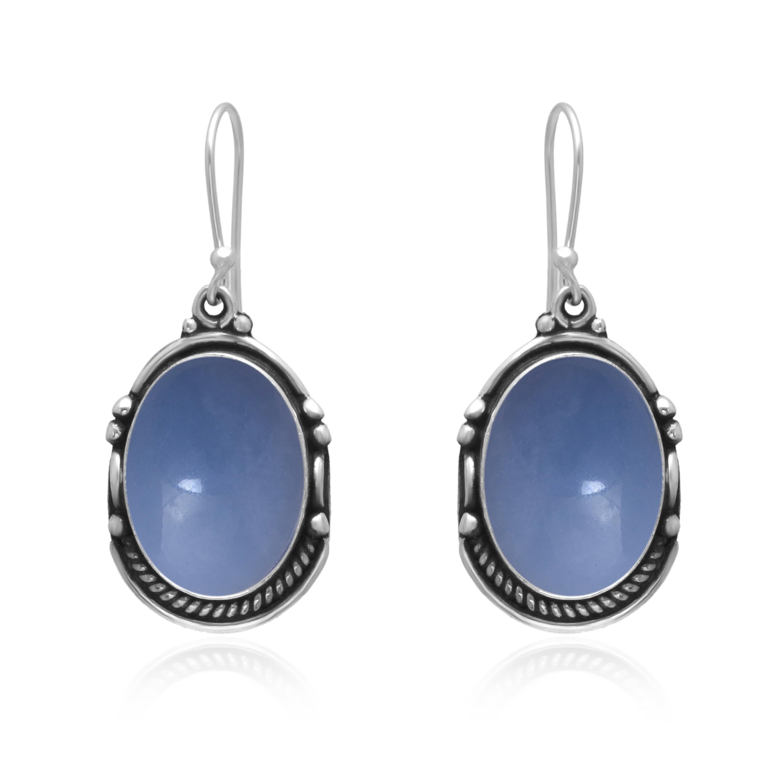 Veracity Jewelry Angelite Earrings for Women - 925 Sterling Silver Dangle Earrings with Blue Angelite Gemstone - Handmade Healing Crystal Jewelry for Inner Peace & Spiritual Balance | Perfect for Meditation, Yoga, Gift Giving & Everyday Elegance