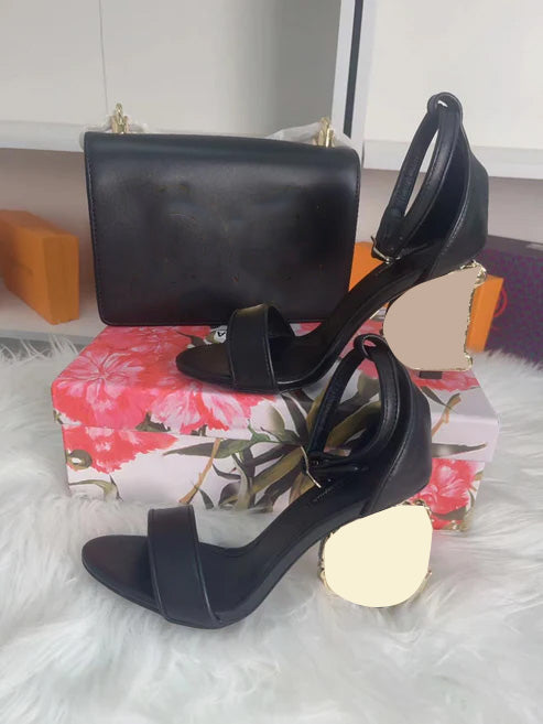Women's Black High Heels & Matching Handbags Set - Elegant Stiletto Pumps with Stylish Clutch for Parties, Weddings & Evening Events