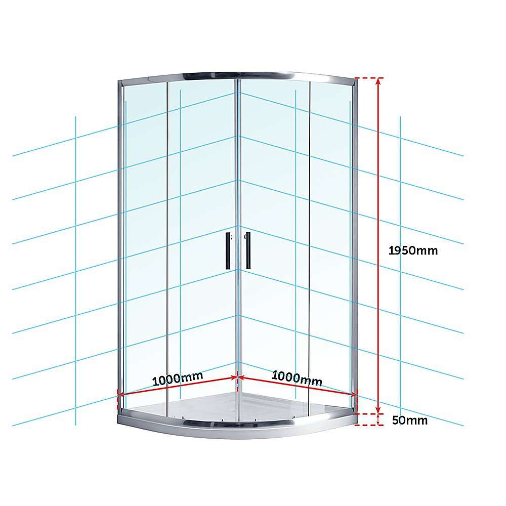 100 x 100cm Chrome 6mm Rounded Sliding Curved Shower Screen with Base - Perfect for Modern Bathrooms & Spa-Like Showers