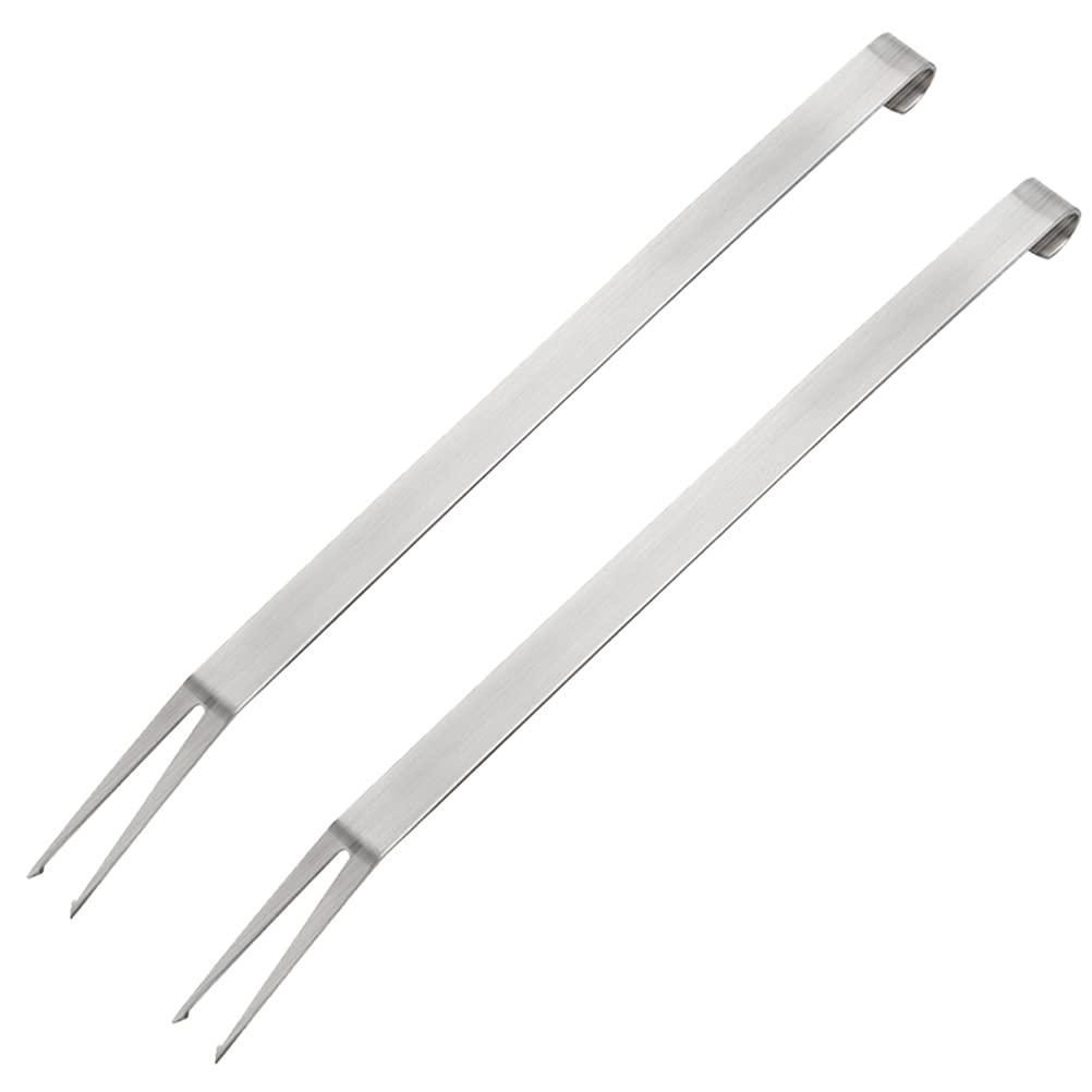 UPKOCH 2-Pack Stainless Steel BBQ Forks with Long Handle - Heavy Duty Grilling Tools for Outdoor Cooking, Camping & Backyard BBQ (Silver)