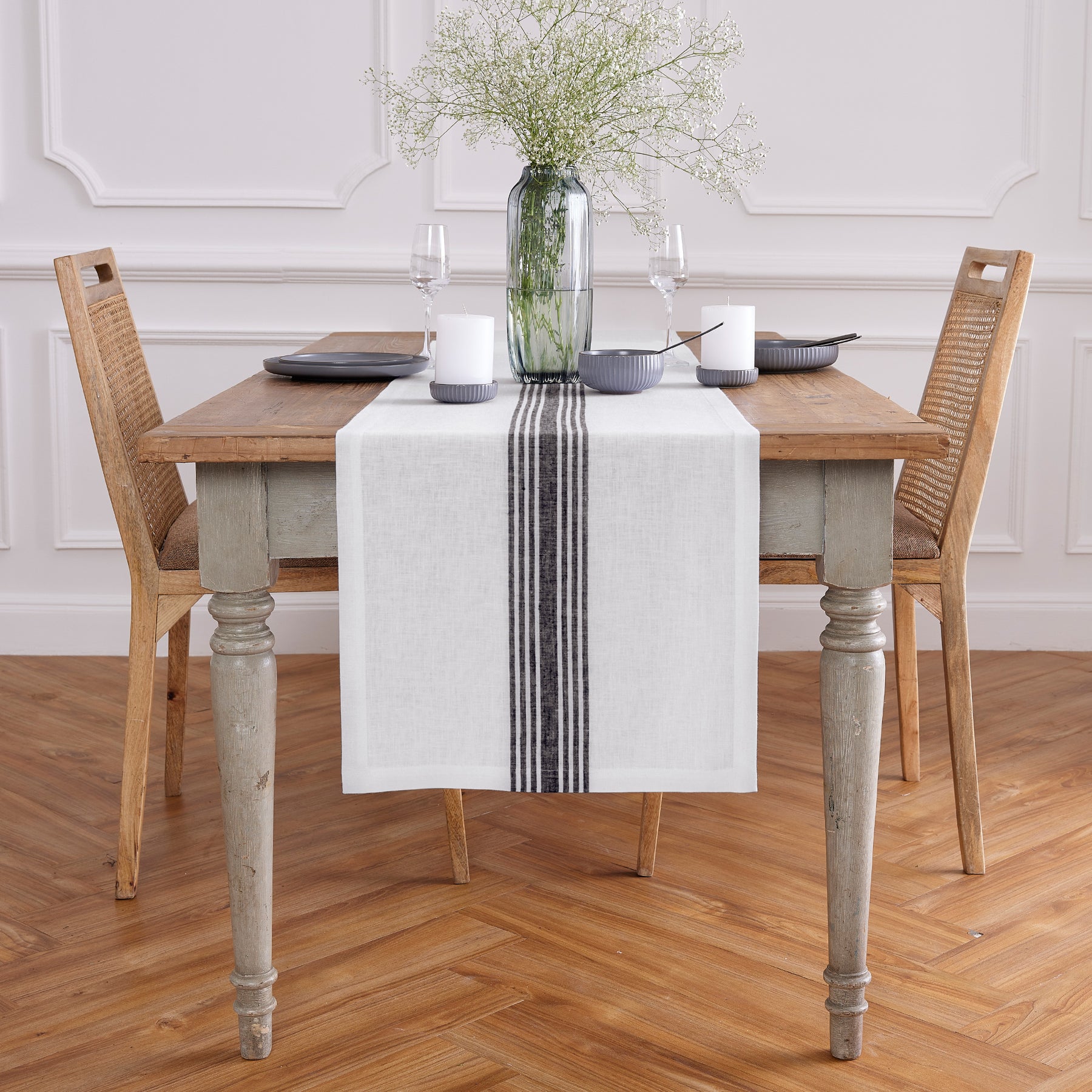 Farmhouse Table Runner - 16 Inch & 18 Inch Wide Cotton Linen Blend - Perfect for Dining Tables, Kitchen Decor & Rustic Weddings