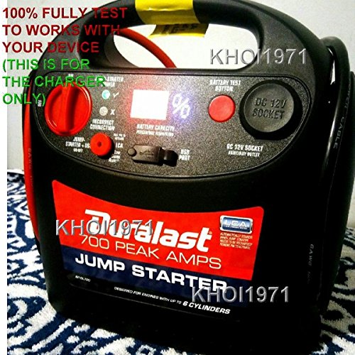 DURALAST BP-DL700 700 AMP Peak Jump Starter Car Charger Adapter - Compatible with Black/Red/Blue Trim - AC Power Supply for Vehicle Battery Charging - Perfect for Road Trips, Emergency Jump Starts & Powering Devices On-The-Go