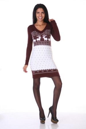 Boston Maroon & White Sweater Dress for Women - Cozy Knit Pullover Dress - Size Large - Perfect for Fall & Winter Outfits, Office Wear, and Casual Dates