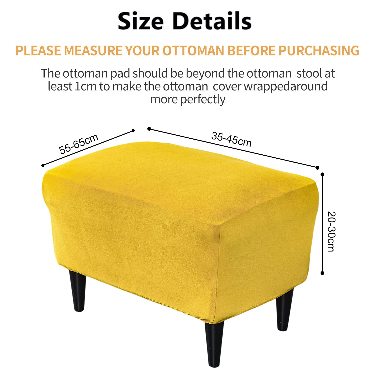 CRFATOP X-Large Velvet Ottoman Chair Cover - Stretchable Rectangle Storage Stool Slipcover with Elastic Bottom for Footrest, Sofa & Furniture Protection (13