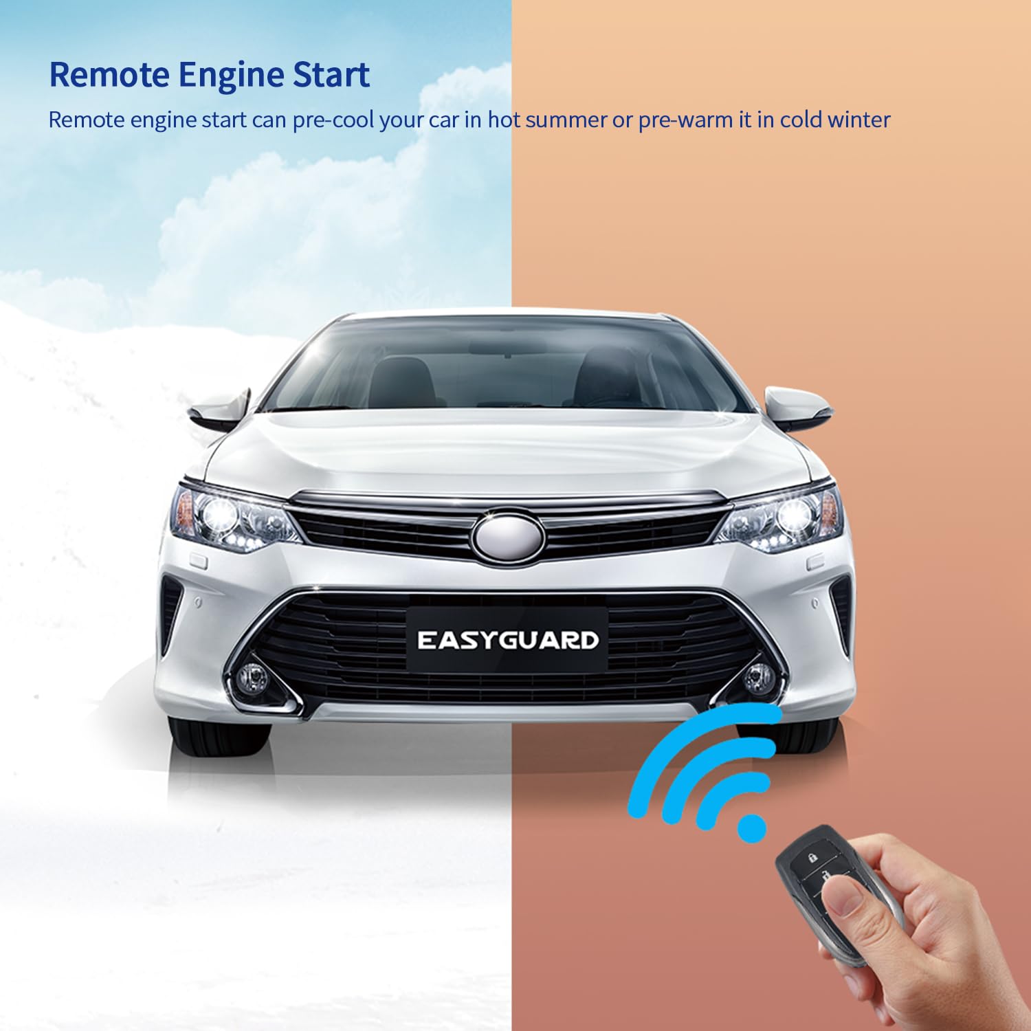 EASYGUARD EC002-T-NS Advanced Rolling Code PKE Car Alarm System with Keyless Entry, Remote Start, Push Button Ignition, Touch Password & Shock Sensor - Auto Lock/Unlock for Vehicle Security | Perfect for Daily Commute & Parking Safety