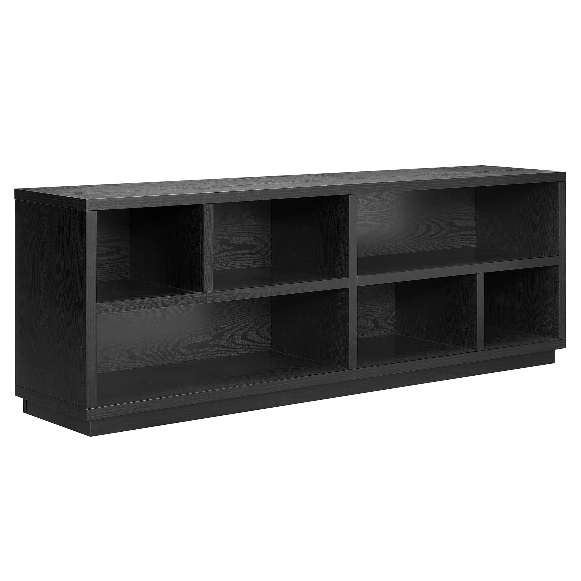 Bowman 75 Inch TV Stand - Black Grain Wood Entertainment Center with Storage Shelves for Living Room, Bedroom & Home Theater