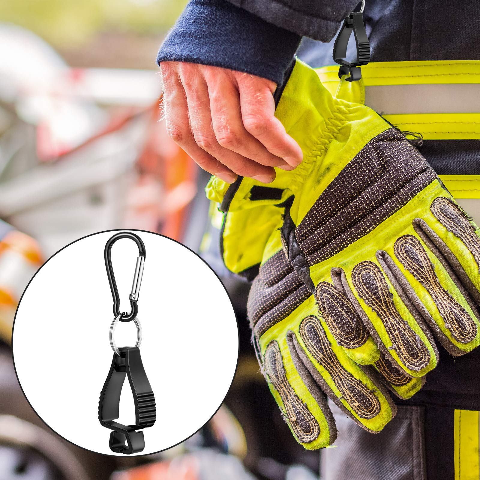 Jetec 6-Pack Black Glove Clips - Heavy Duty Work Glove Holder & Safety Clamp for Construction, Helmets, and Tool Belts - Secure Glove Storage for Job Sites, Workshops, and Outdoor Activities