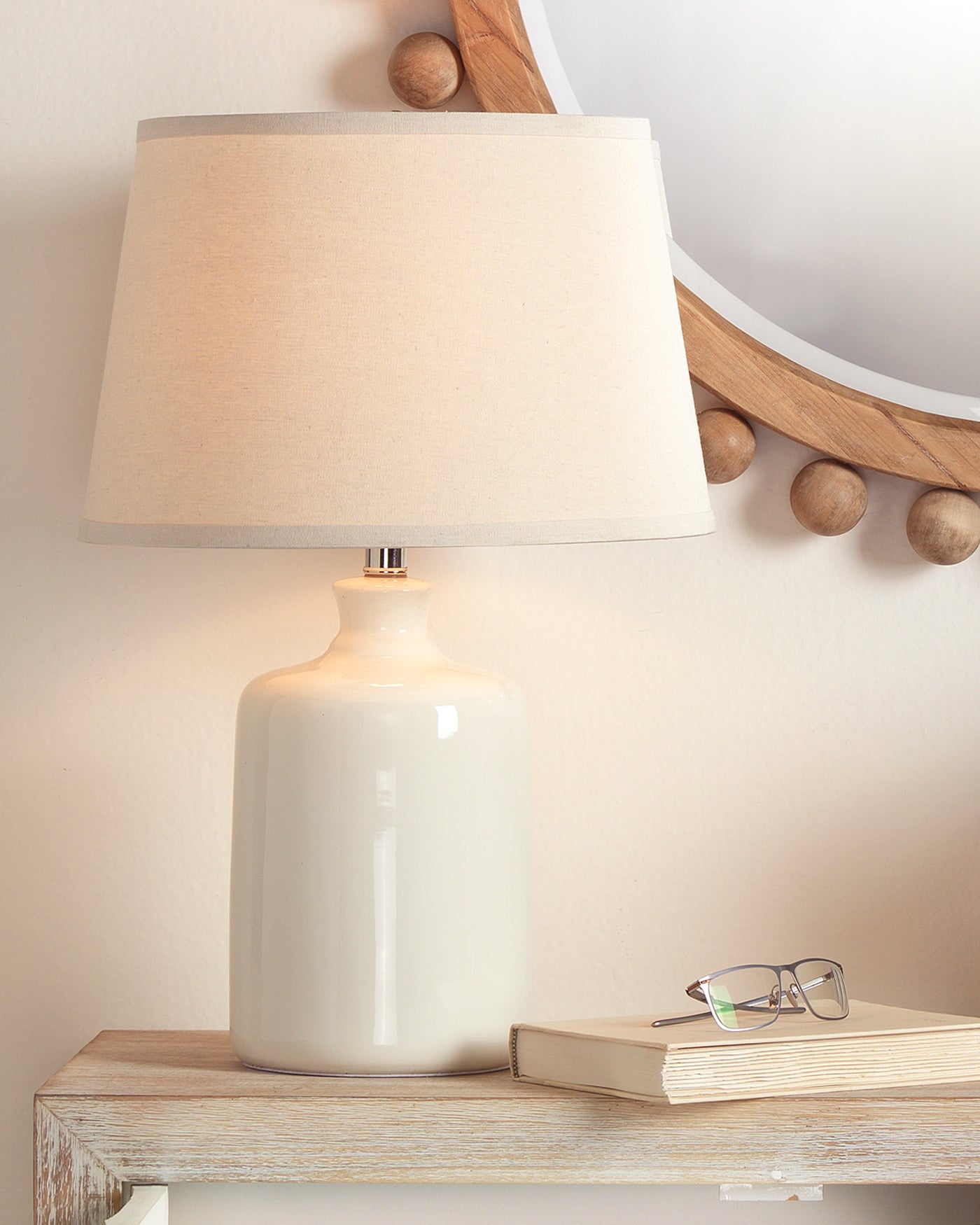 Winter White Milk Jug Table Lamp - Farmhouse Decor for Bedroom, Living Room & Office - Perfect for Cozy Nights & Relaxing Ambiance