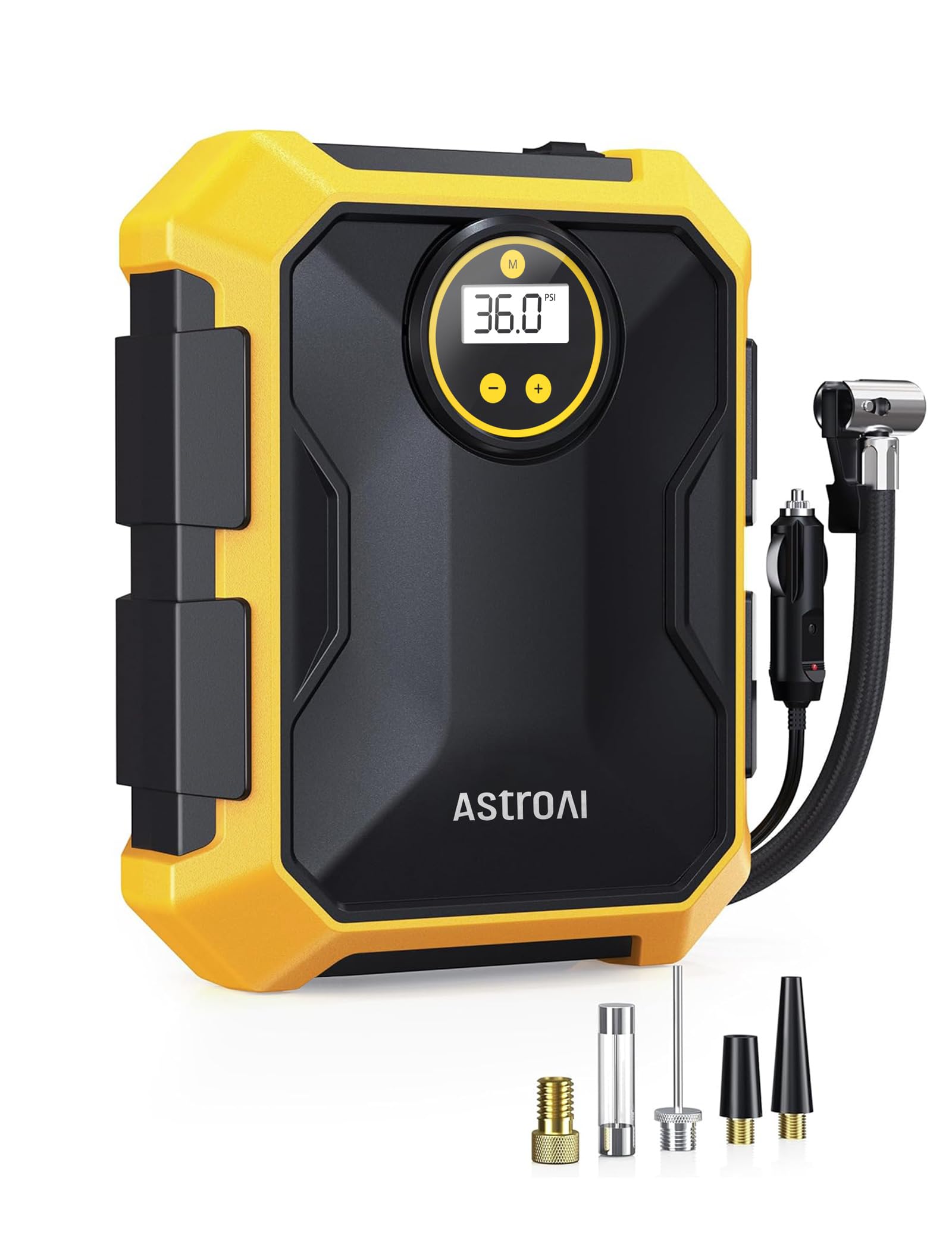 AstroAI 12V DC Portable Air Compressor - Digital Tire Inflator Pump with LED Light & 100PSI for Cars, Bikes, SUVs, Motorcycles (Perfect for Road Trips, Emergency Flat Tires & Home Inflatables)