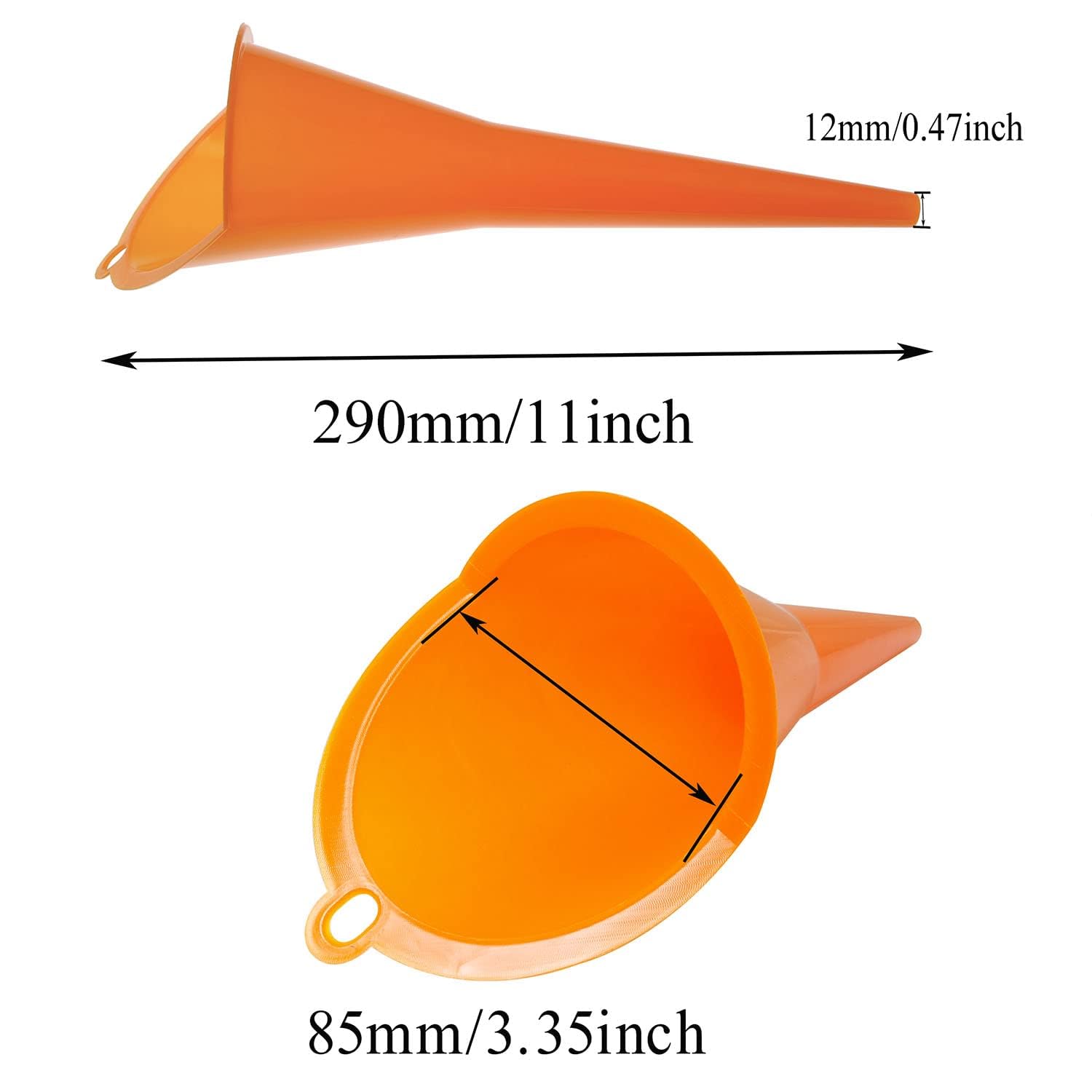 UCS 1123 QuickFill Spill Saver Multi-Purpose Funnel - Long Mouth Fueling Funnel for Gas, Oil & Liquids - Durable Orange Funnel for Automotive, Lawn Mower & Home Use