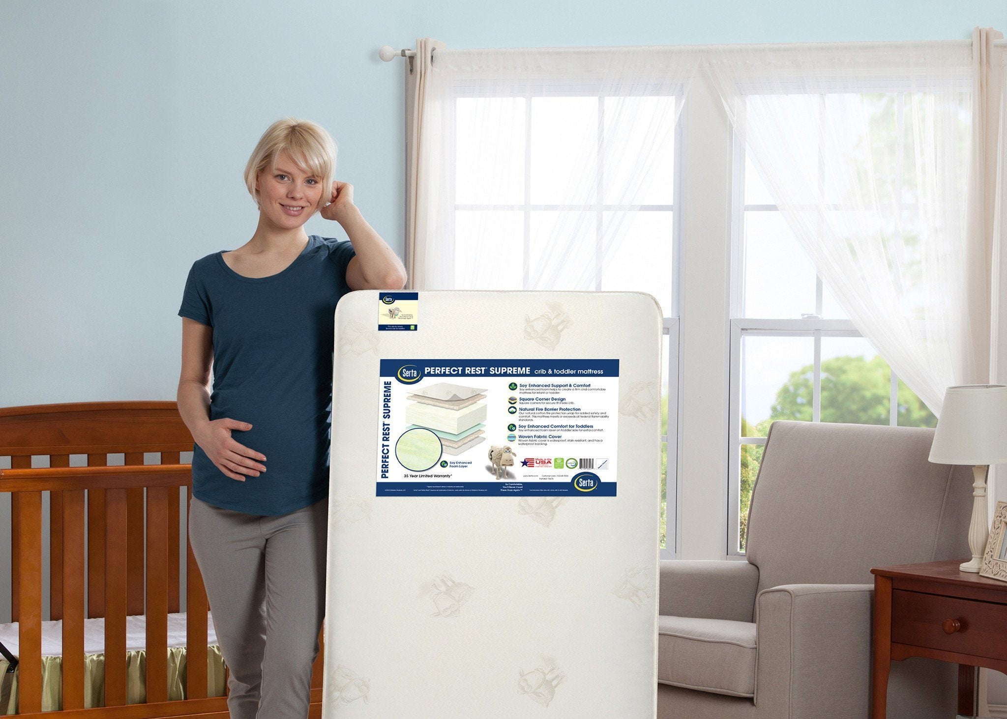 Serta Perfect Rest Supreme Crib Mattress for Toddlers - Firm Support for Safe Infant Sleep - Ideal for Nursery, Daycare & Travel Cribs