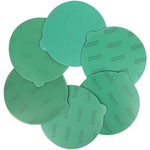 LotFancy 6 Inch PSA Sanding Discs with Tabs - 30PCS Multi-Grit Assortment (400/600/800/1000/1500/2000) for Wet/Dry Sanding | Green Film Backed Sandpaper | Compatible with Random Orbital Sanders | Perfect for Woodworking, Auto Body Repair & Metal Polishing
