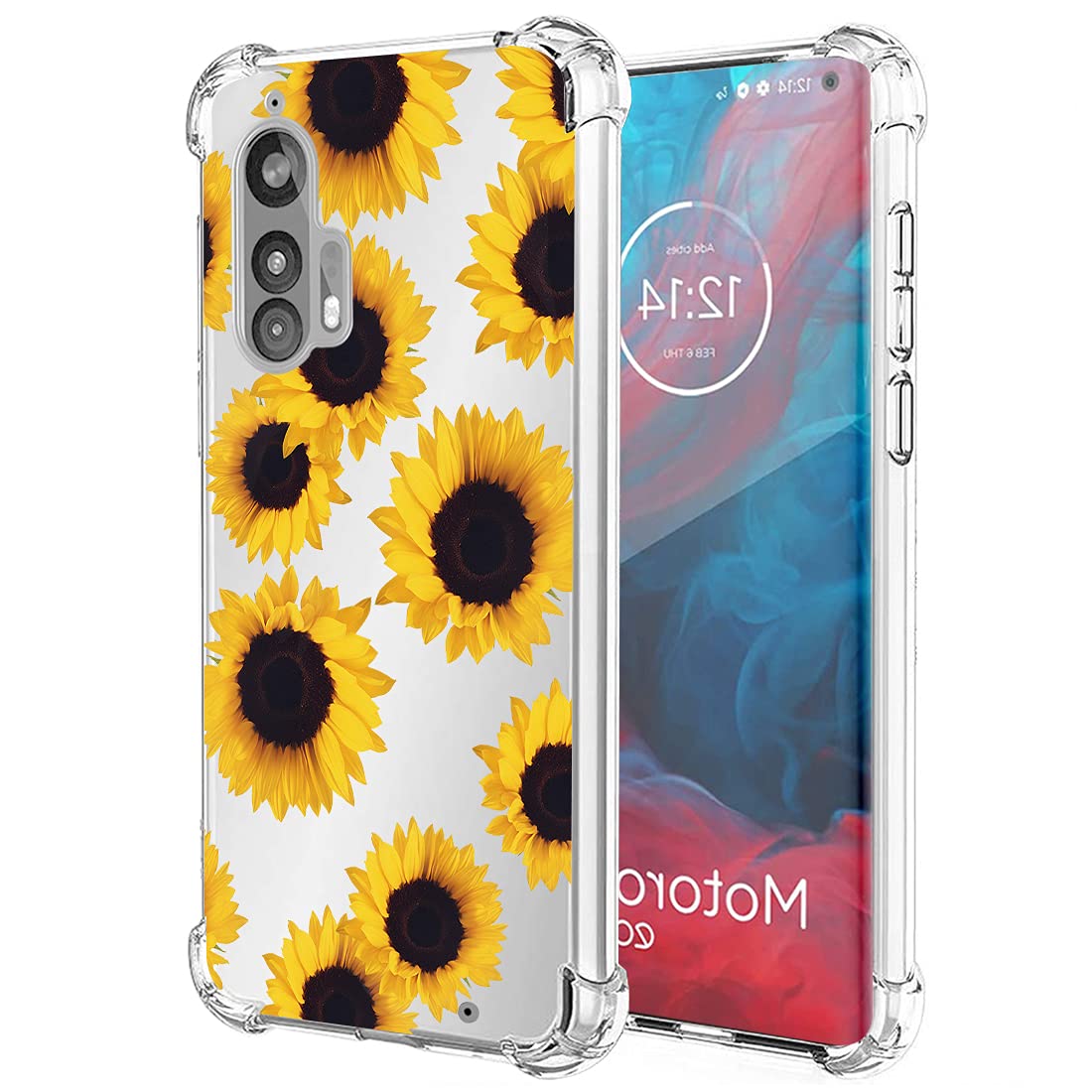 **Clear Shockproof TPU Case for Motorola Edge Plus - Slim Protective Cover for Moto Edge+ (Sunflower Design) | Perfect for Women & Girls, Everyday Use & Travel Protection**