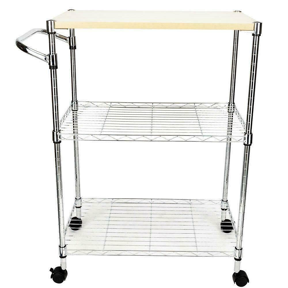 3-Tier Rolling Kitchen Cart with Wheels - Multi-Purpose Storage Trolley for Dining, Kitchen Island & Service - Space-Saving Organizer for Small Kitchens, Restaurants & Home Use