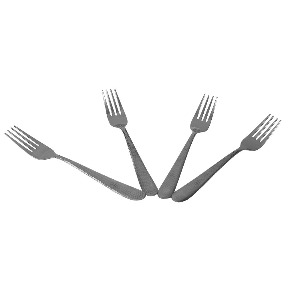 Hammered Stainless Steel Flatware Set - 4 Piece Dinner, Dessert, Salad & Appetizer Silverware for Home, Kitchen & Restaurant Use | Durable & Elegant Cutlery for Formal Dining, Parties & Everyday Meals (3, Dinner Fork)