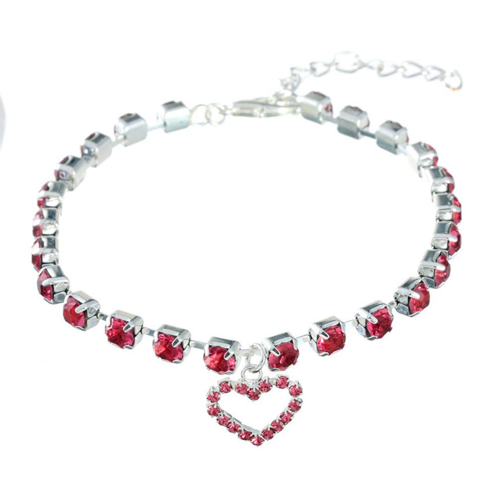 Sparkling Rhinestone Pet Collar for Cats & Dogs - Adjustable Prince/Princess Jewelry with Heart Pendant | Perfect for Weddings, Parties & Special Occasions
