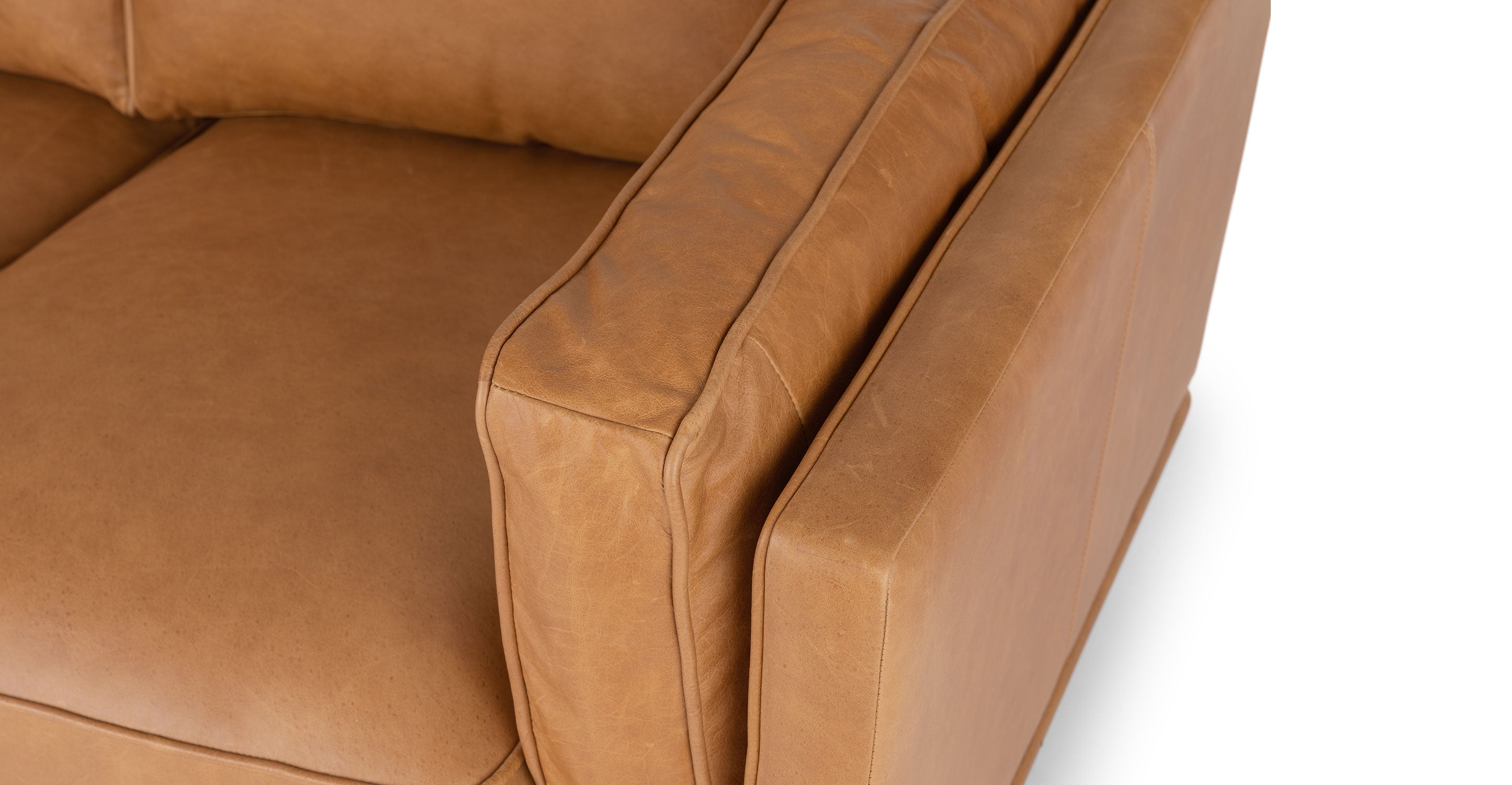 Luxury Tan Finish Leather Sofa for Living Room - White Rock | Edmonton Furniture Store | Perfect for Modern Home & Office Decor